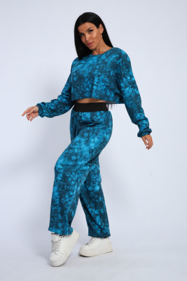 83916 костюм женский с брюками и кроп-топом бирюза